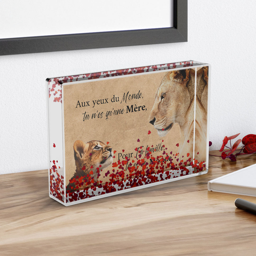 Cadre photo personnalisé Famille Lionne du monde, Mère, Maman et enfants, Prénom