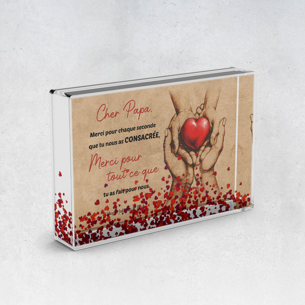 Cadre photo personnalisé Famille Cœur à offrir à Papa, Maman, Père, Mère et enfants, Prénom