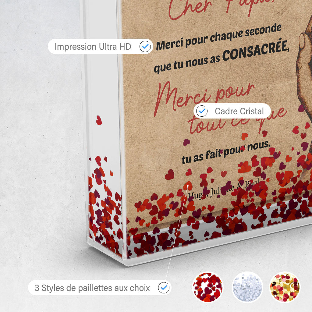 Cadre photo personnalisé Famille Cœur à offrir à Papa, Maman, Père, Mère et enfants, Prénom
