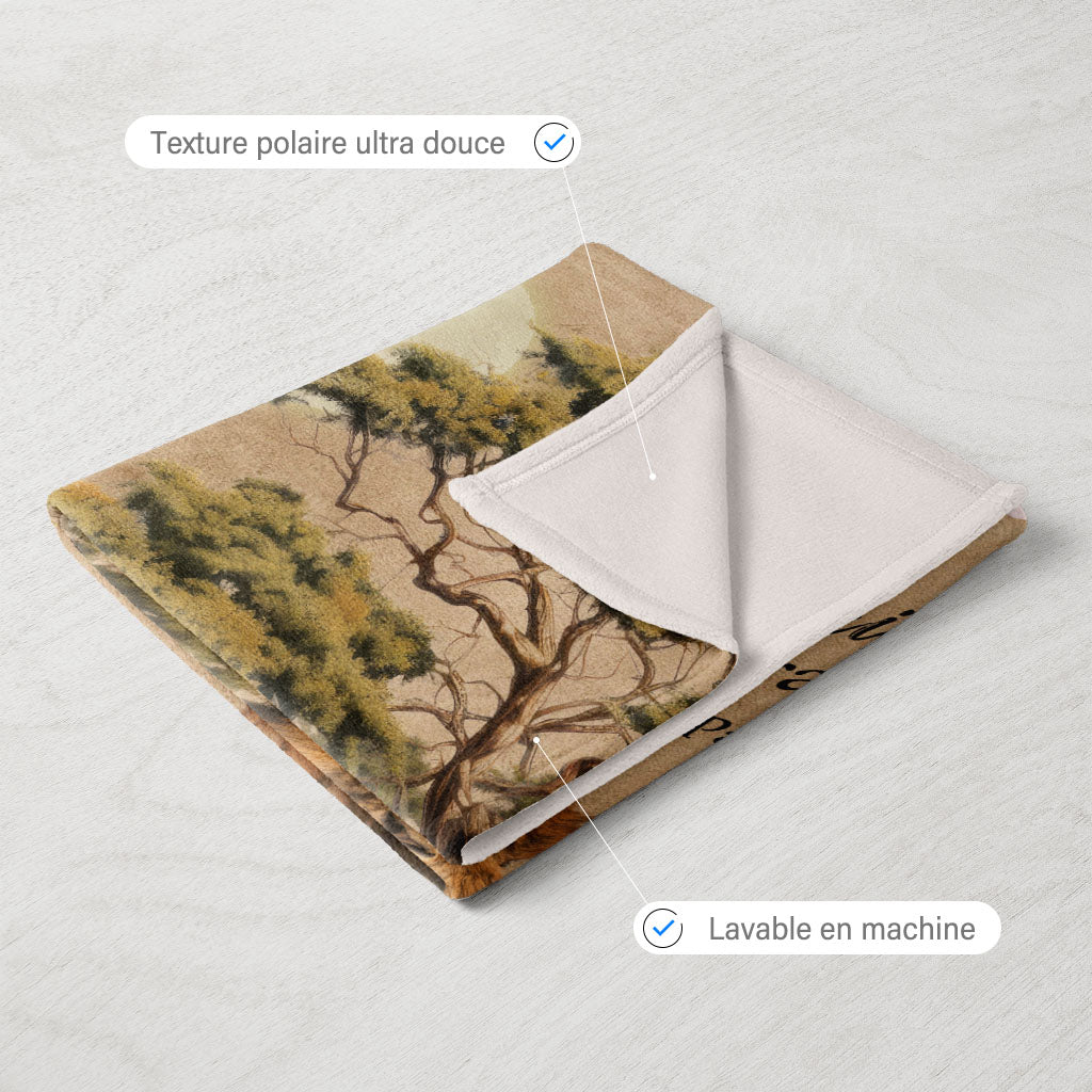 Plaid personnalisé Famille Lions, Père, Mère, Papa, Maman et enfants, Prénoms