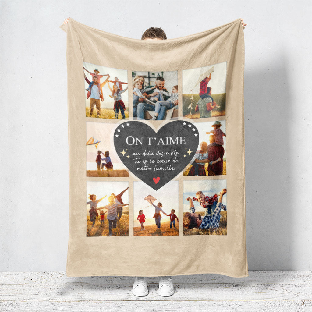 Plaid personnalisé Photos Coeur de la Famille, Père, Mère, Papa