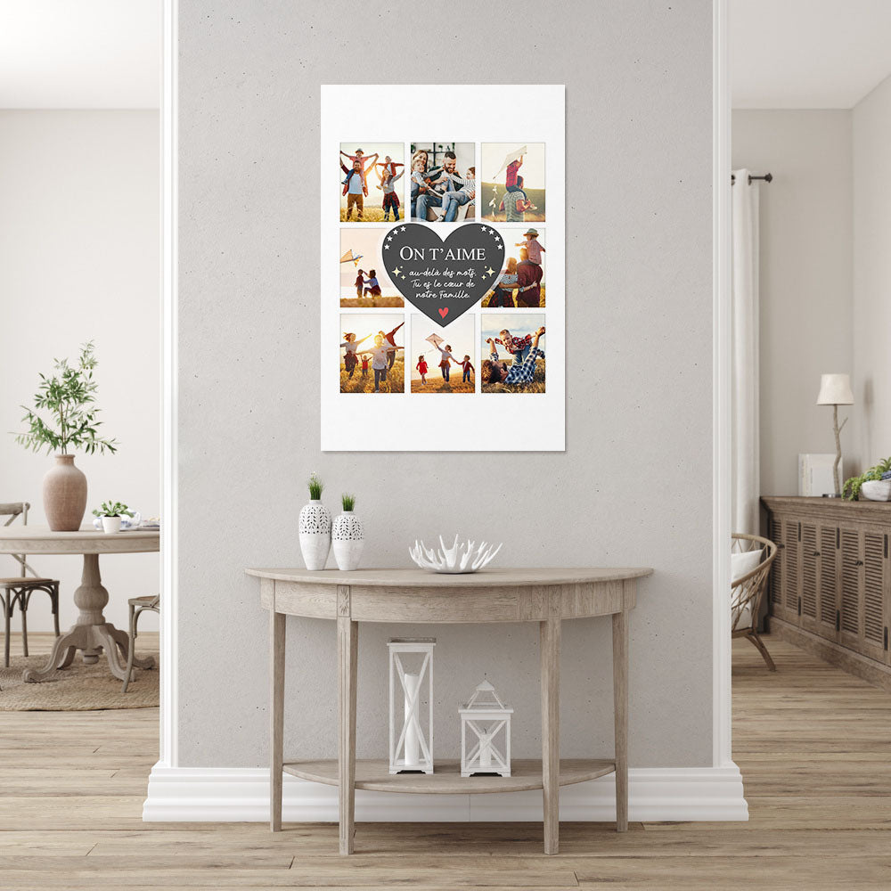 Affiche personnalisée Photos Coeur de la Famille, Père, Mère, Papa, Maman et grands-parents
