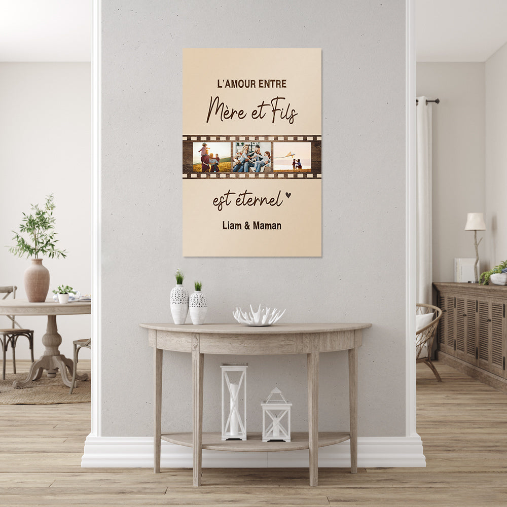Affiche personnalisée Photo Mère et Fils, Famille, Prénom, Amour éternel, Pellicule film