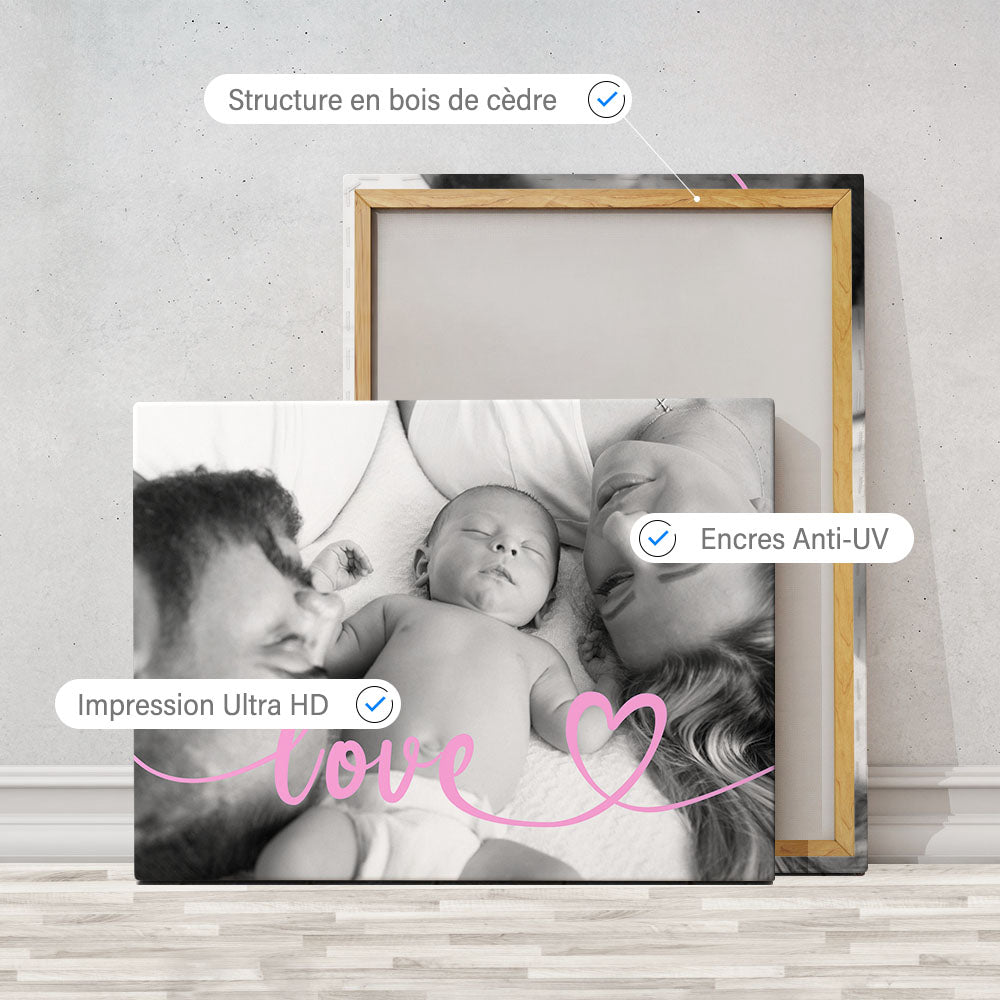 Tableau personnalisé Photos Love, Photo de famille, Père, Mère, Papa, Maman et enfants