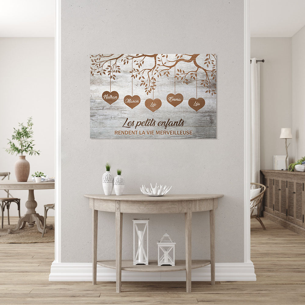 Affiche personnalisée famille, prénom, Arbre à coeurs