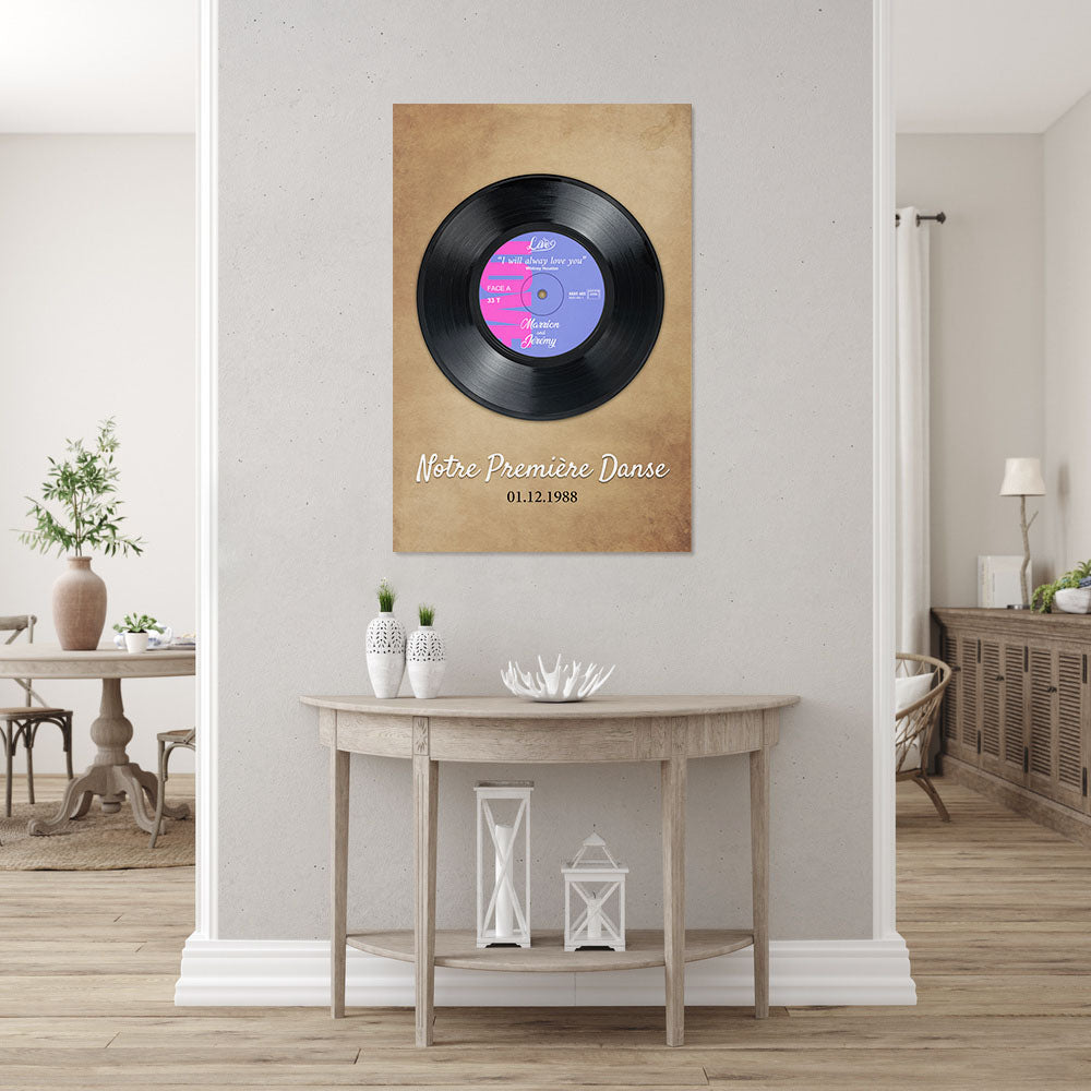 Affiche personnalisée couple et mariage, Vinyle 33 tours