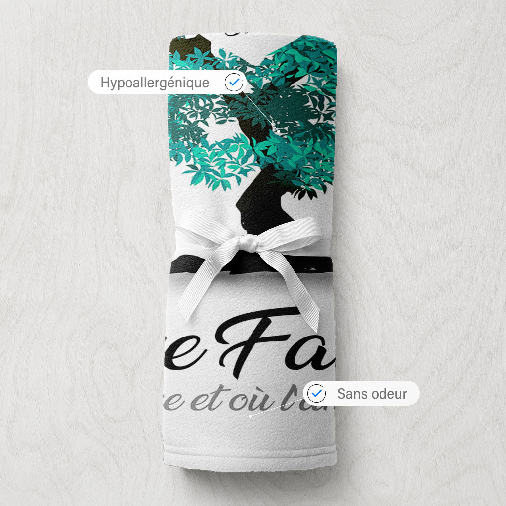 Plaid personnalisé, Prénom, Polaire, famille, Arbre de vie, Réaliste Cyan
