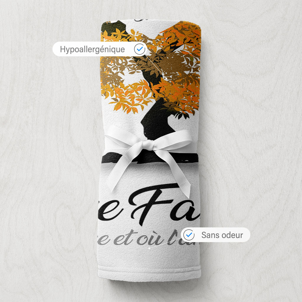 Plaid personnalisé, Prénom, Polaire, famille, Arbre de vie, Réaliste Orange