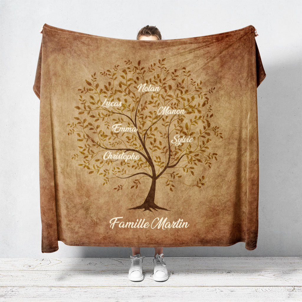 Plaid personnalisé, famille, Arbre de vie, Encre vintage – LIOW