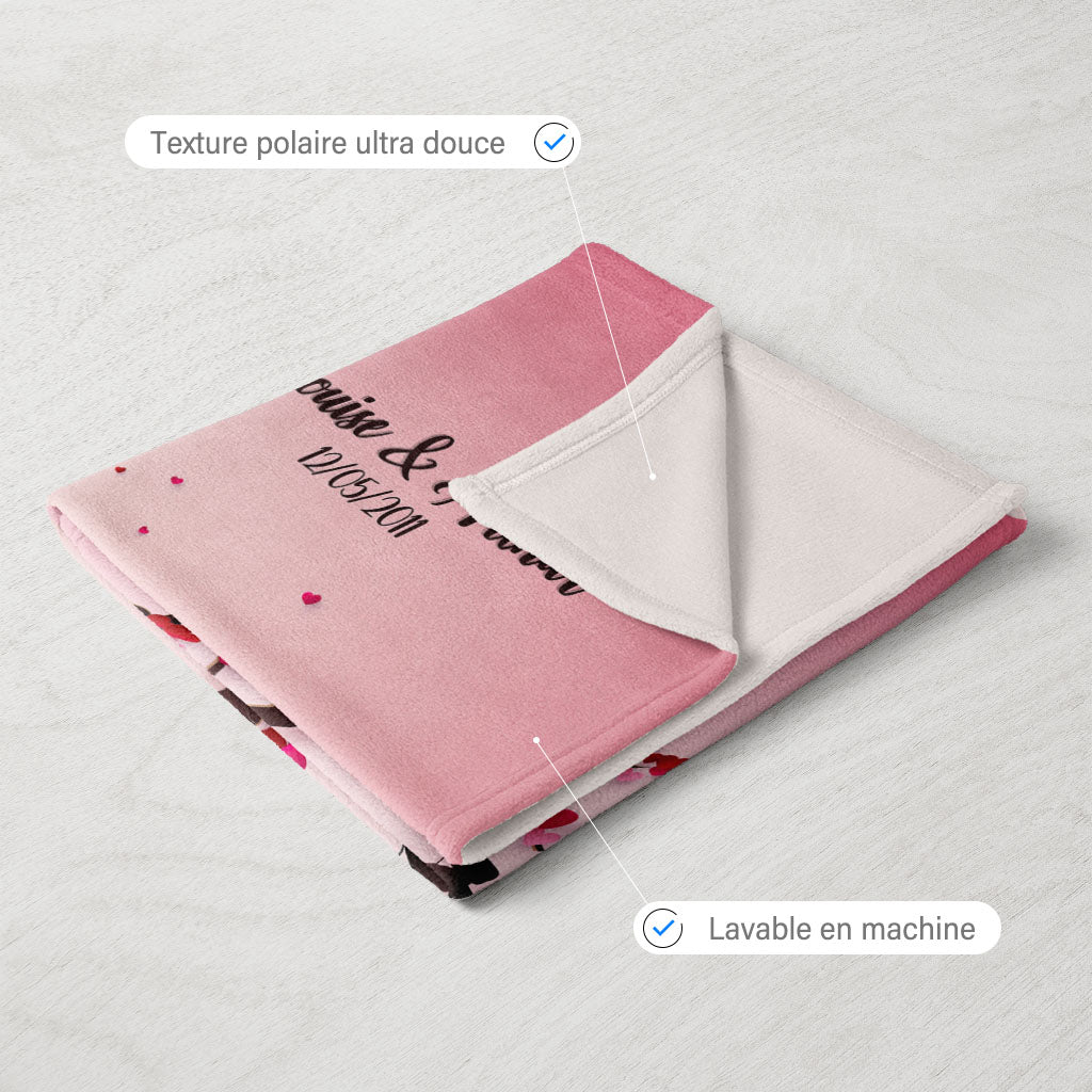 Plaid personnalisé, Polaire, Couple, Mariage, Papercraft Arbre Balançoire rose