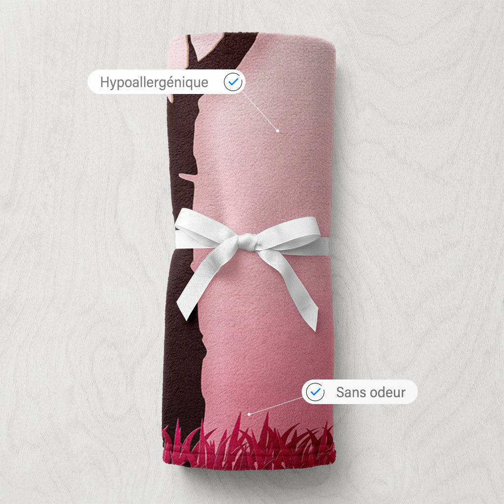Plaid personnalisé, Polaire, Couple, Mariage, Papercraft Arbre Balançoire rose