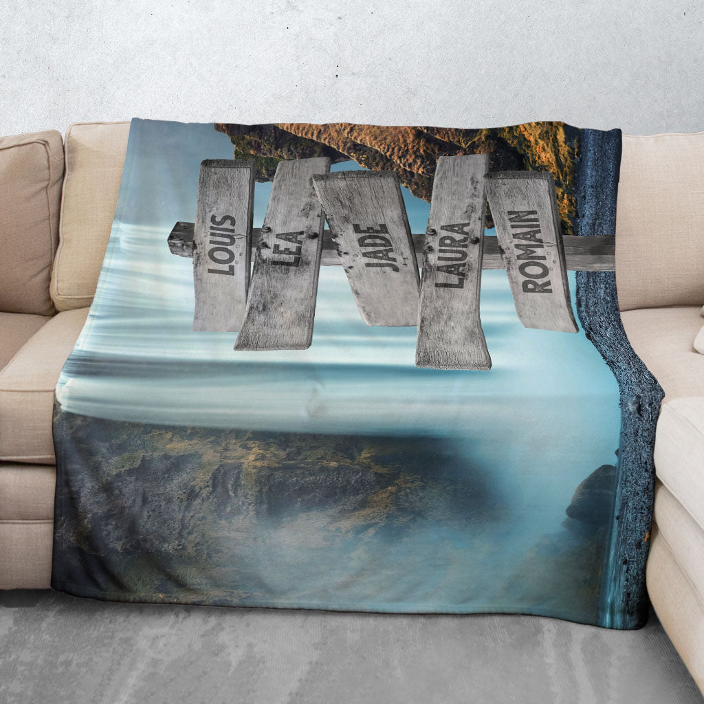 Plaid personnalisé, Prénom, Famille, Cascade montagne