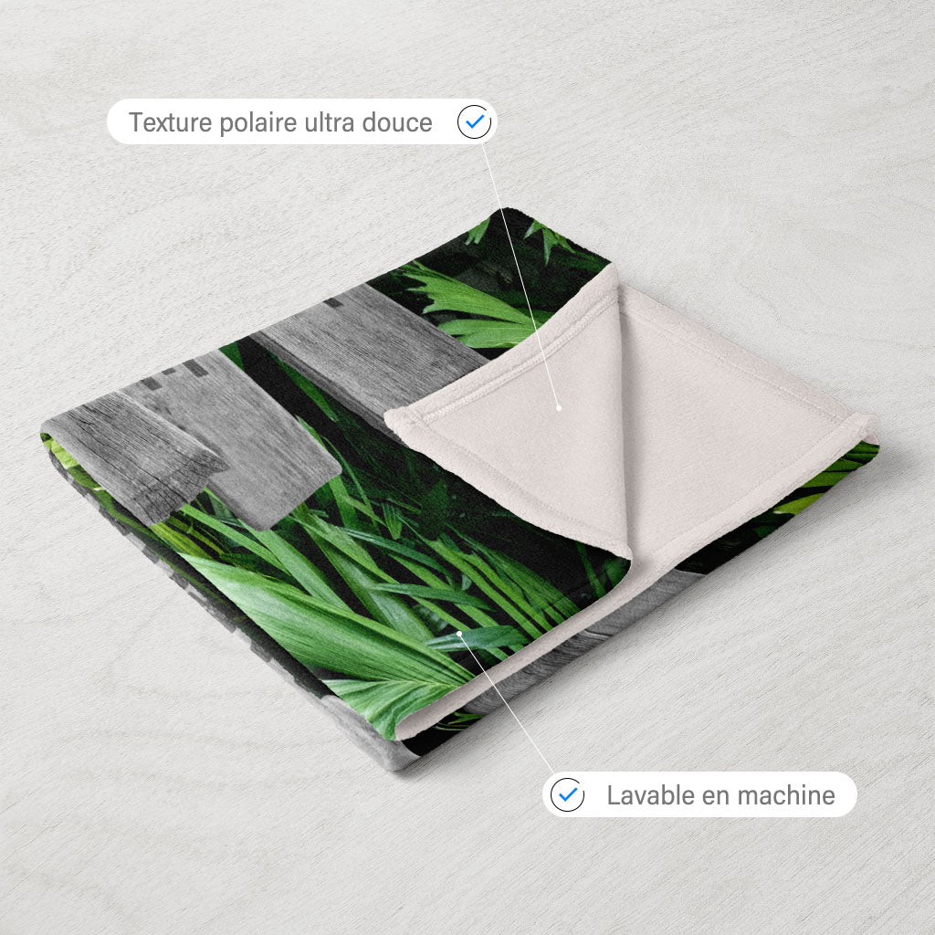 Plaid personnalisé, Prénom, Famille, Feuilles Forêt Tropicale