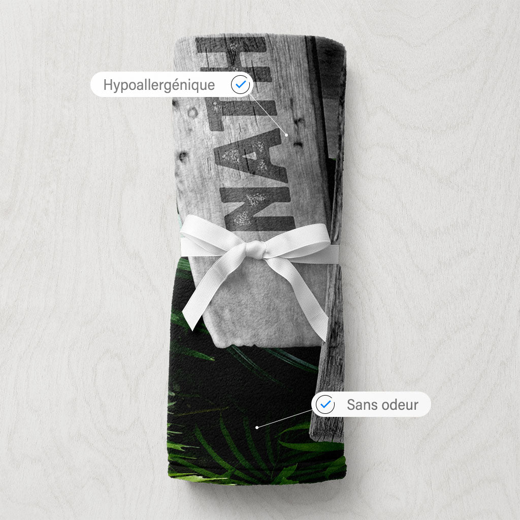 Plaid personnalisé, Prénom, Famille, Feuilles Forêt Tropicale