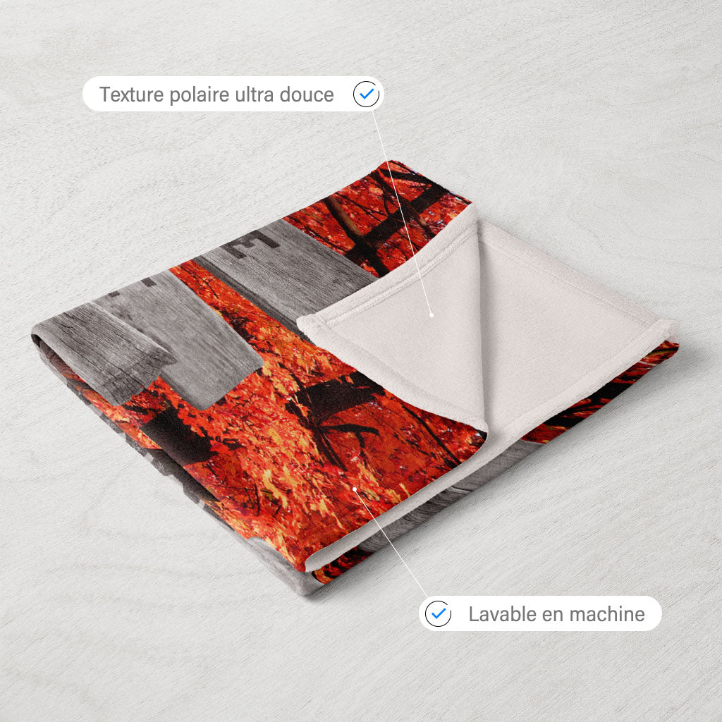 Plaid personnalisé, Prénom, Famille, Forêt Rouge Automne