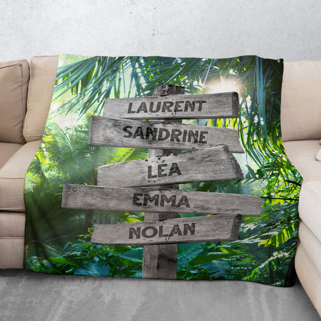 Plaid personnalisé, Prénom, Famille, Forêt Tropicale Rayon Soleil