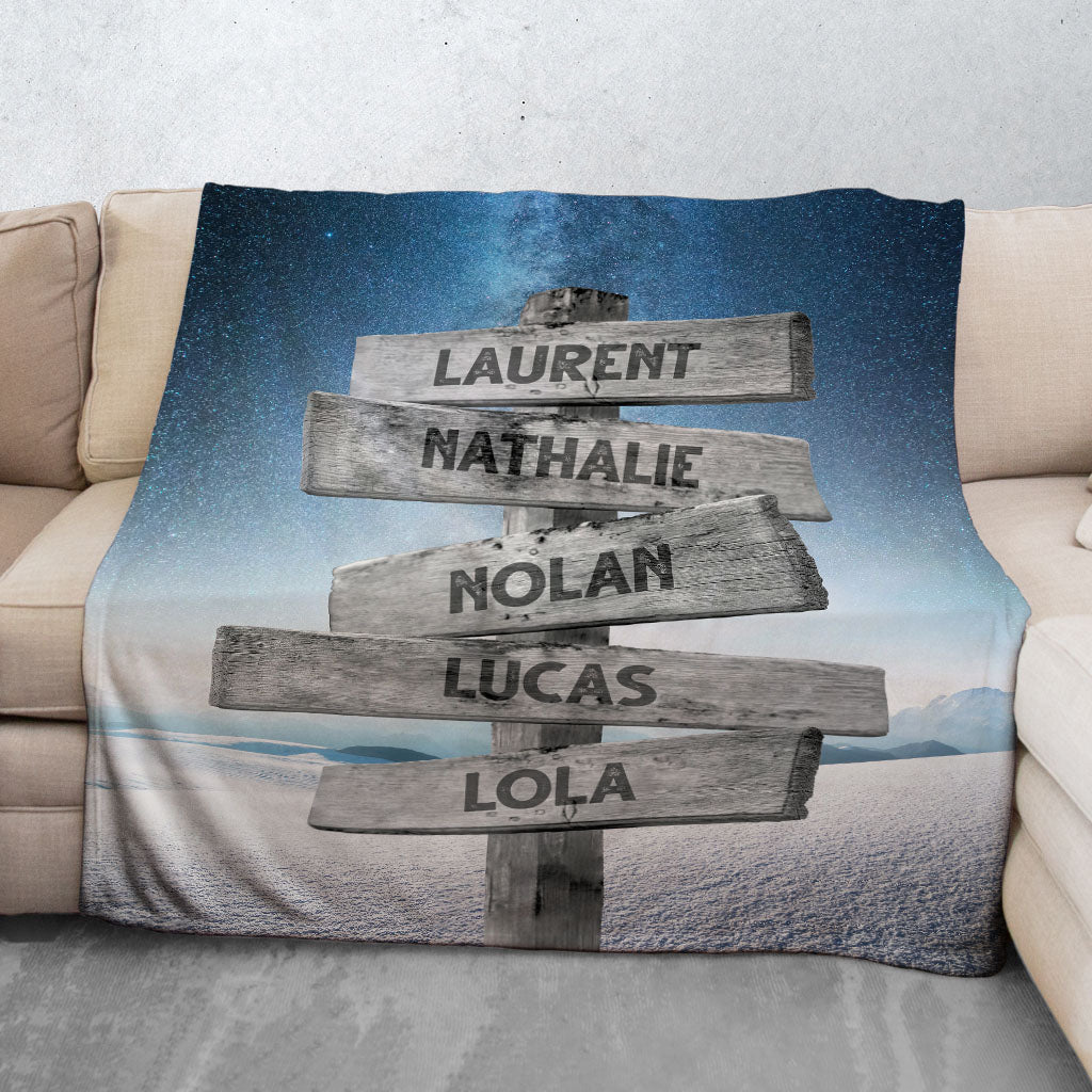 Plaid personnalisé, Prénom, Famille, Neige nuit étoilée