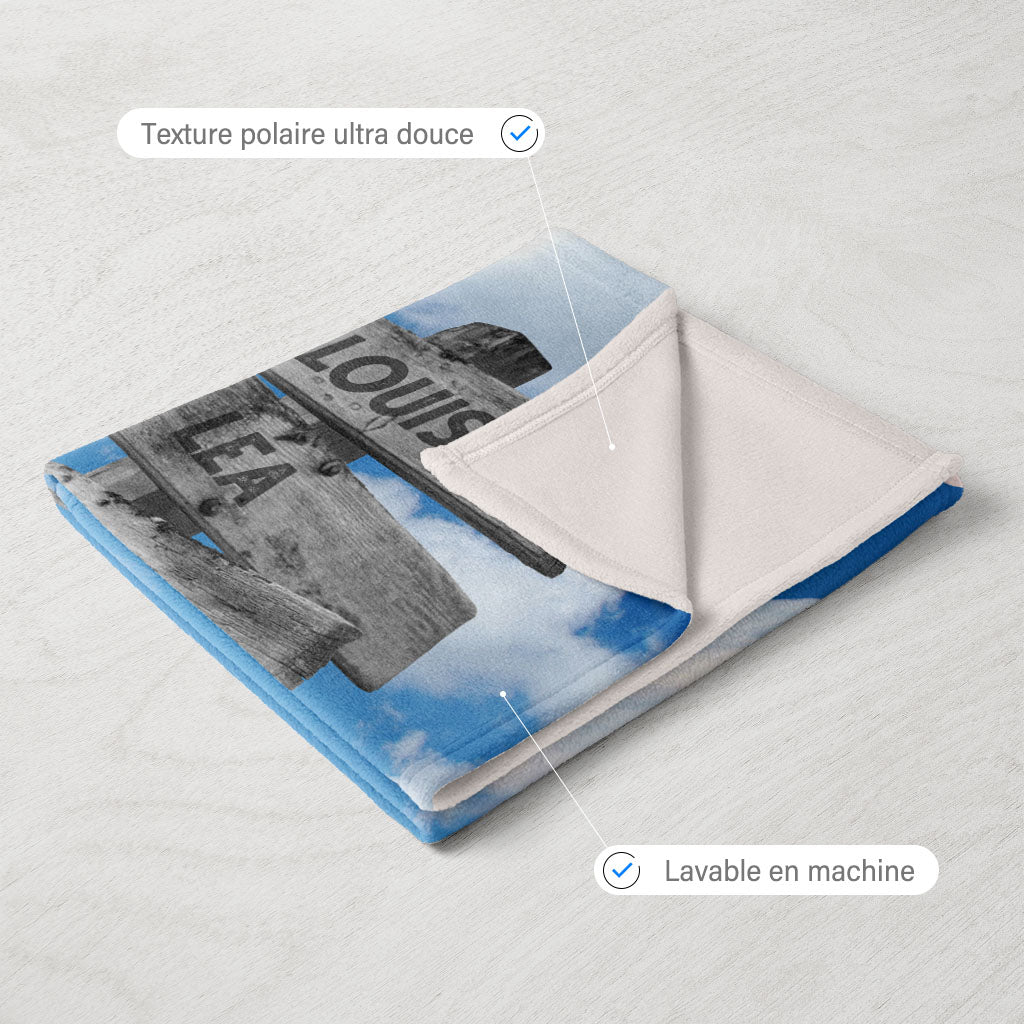 Plaid personnalisé, Prénom, Famille, Nuages Cœur
