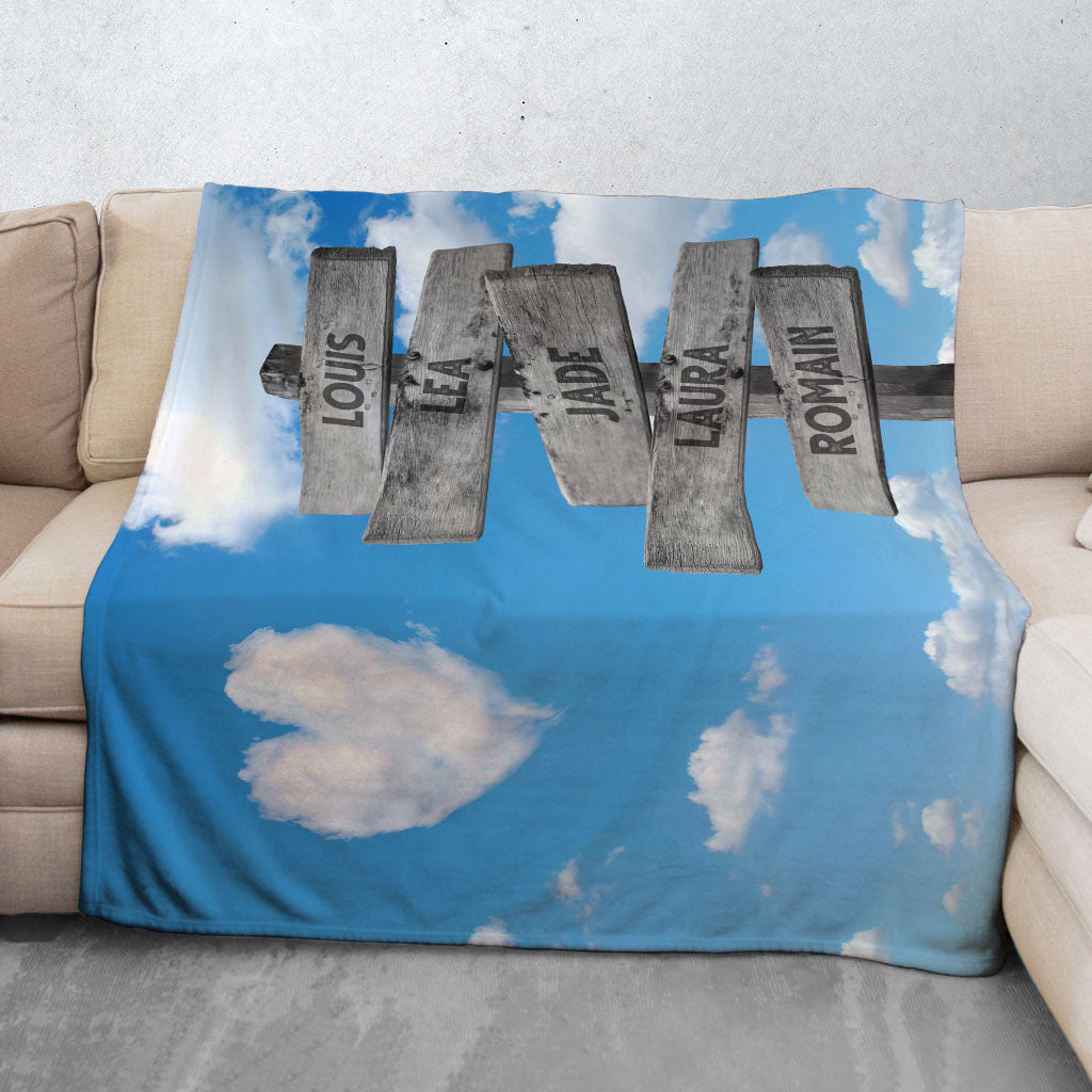 Plaid personnalisé, Prénom, Famille, Nuages Cœur