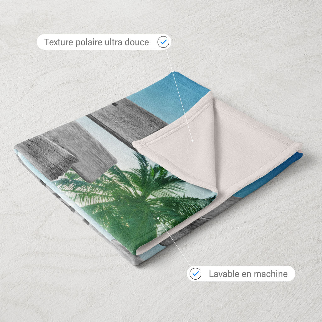 Plaid personnalisé, Prénom, Famille, Plage Cocotier Rayon Soleil