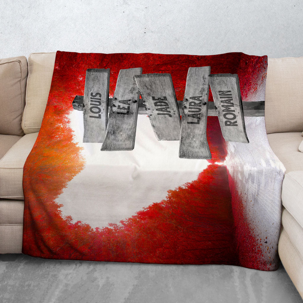 Plaid personnalisé, Prénom, Famille, Forêt Cœur