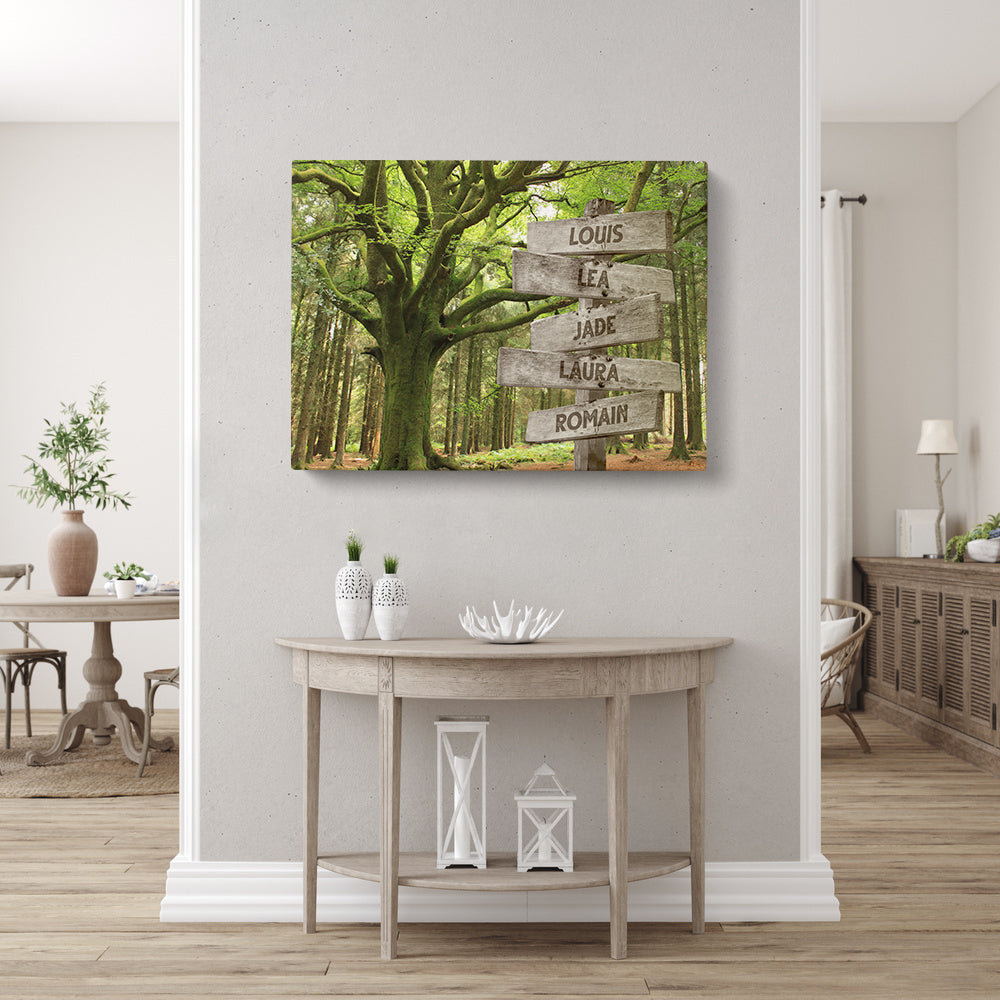 Tableau personnalisé famille, Prénom, Panneaux, Forêt grand Arbre