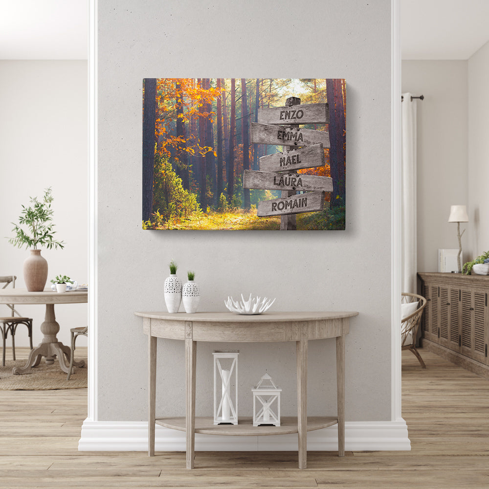 Tableau personnalisé famille, Prénom, Panneaux, Forêt Dense