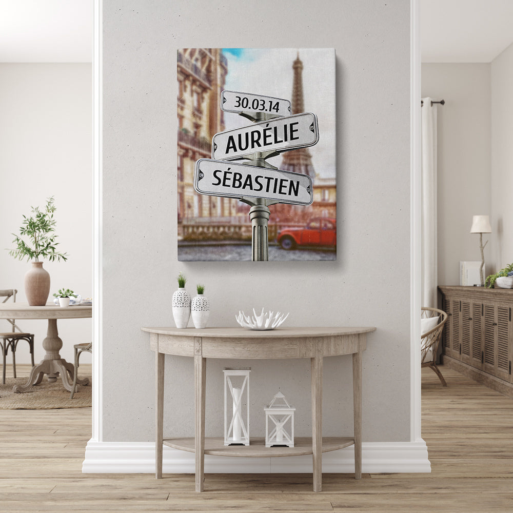 Tableau personnalisé couple, Mariage, Vieux Paris Tour Eiffel