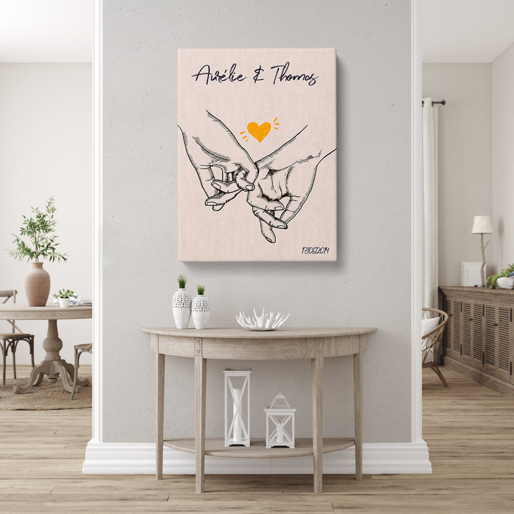Tableau personnalisé couple, Mariage, petits doigts enlacés