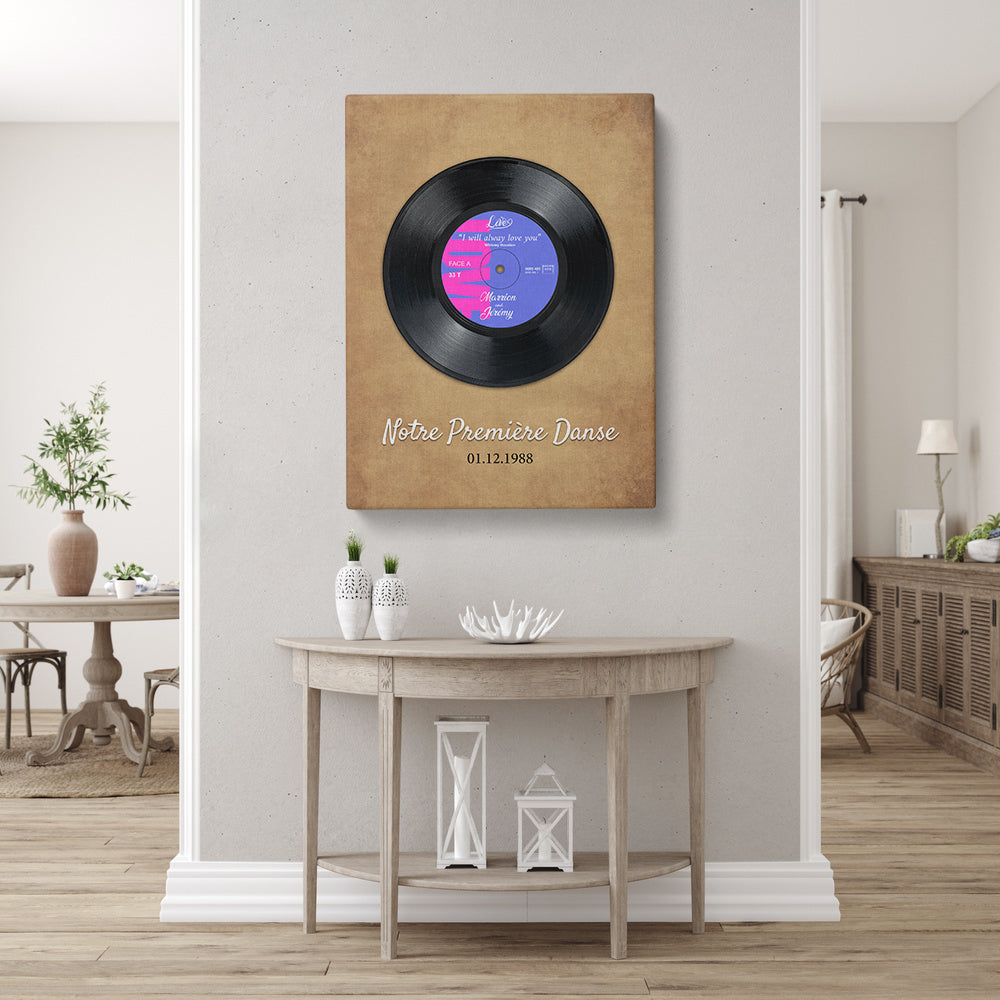 Tableau personnalisé couple, Mariage, Vinyle 33 tours