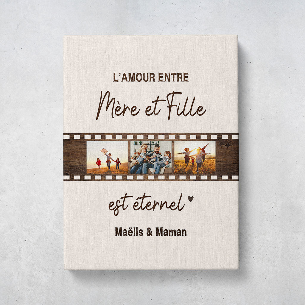 Tableau personnalisé Photo Mère et Fille, Famille, Prénom, Amour éternel, Pellicule film