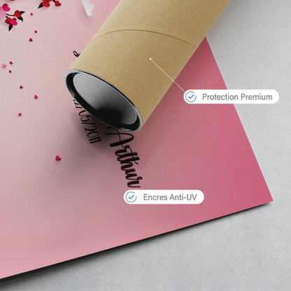 Affiche personnalisée couple et mariage, Papercraft Arbre Balançoire rose