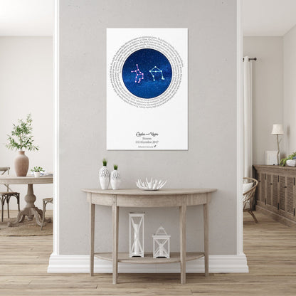 Affiche Constellation personnalisée Couple et Mariage, astrologie