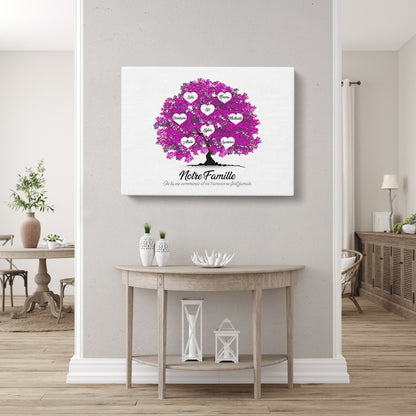 Tableau arbre de vie personnalisé, Famille, Prénom, Réaliste Rose